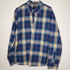 J. Crew Blue Plaid Long Sleeve Button Down Shirt Mens Size XL